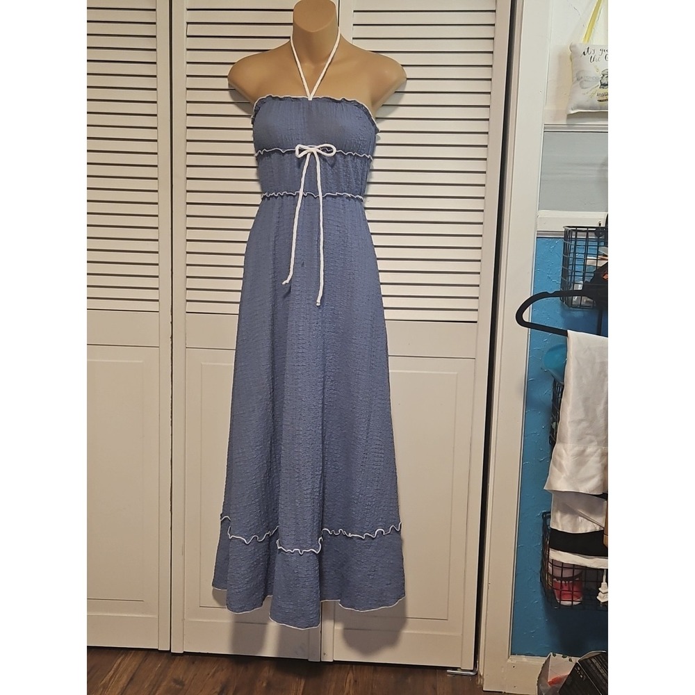 SEE YOU MONDAY Periwinkle Blue Maxi Dress Xs Empire Waist & Flowy Material
